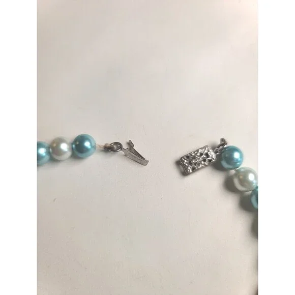 Vintage Single Strand Blue Teal  Chunky Bead Necklace 18" MCM - Picture 4 of 5